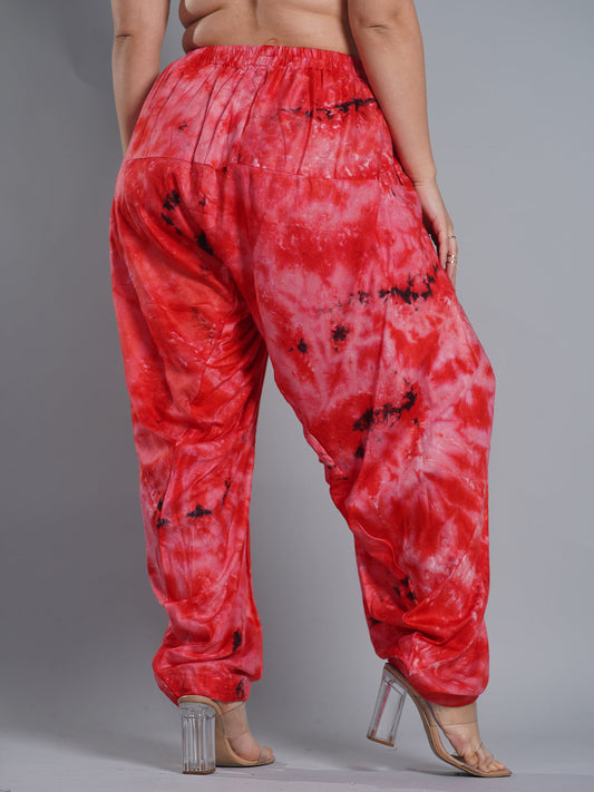 Red Rayon TieDyeSalwar