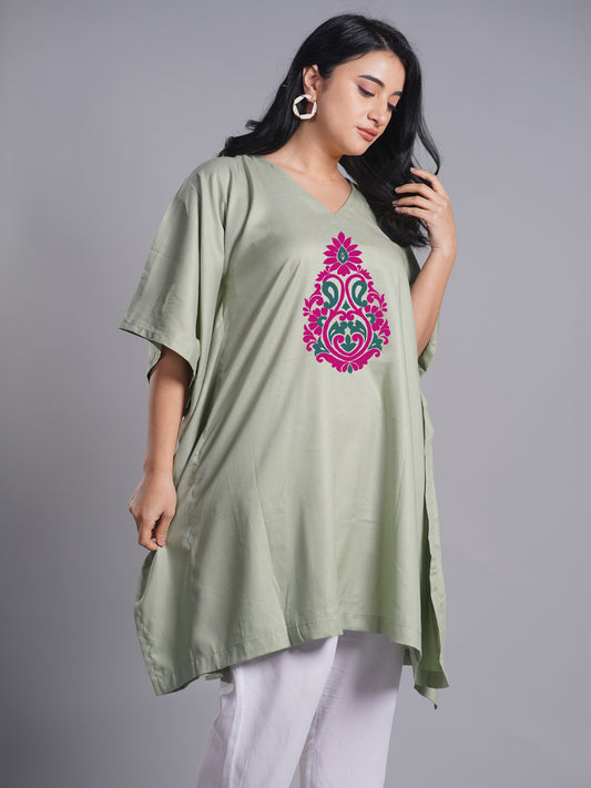 SageGreen Rayon KaftanKurta - Viridescent