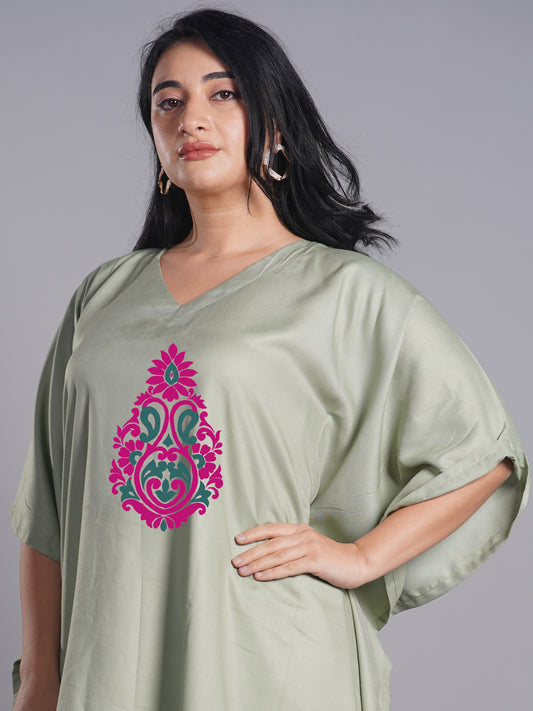 SageGreen Rayon KaftanKurta - Viridescent