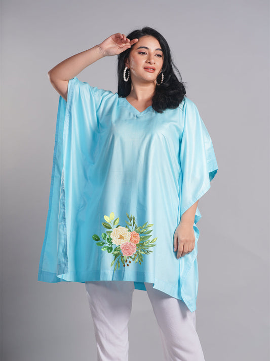 SkyBlue Rayon KaftanKurta - Ethereal