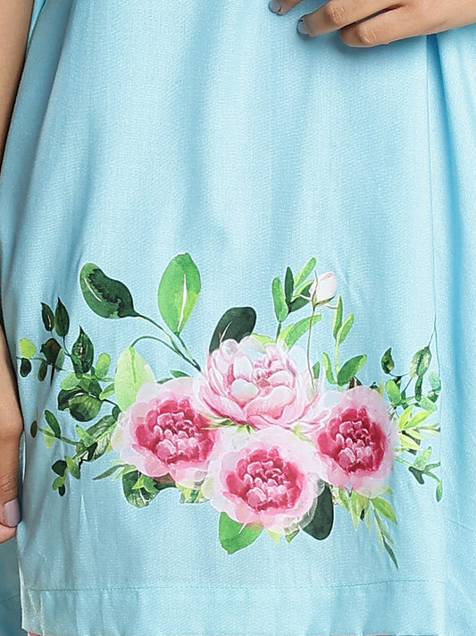 SkyBlue Rayon KaftanKurta - SereneDelight