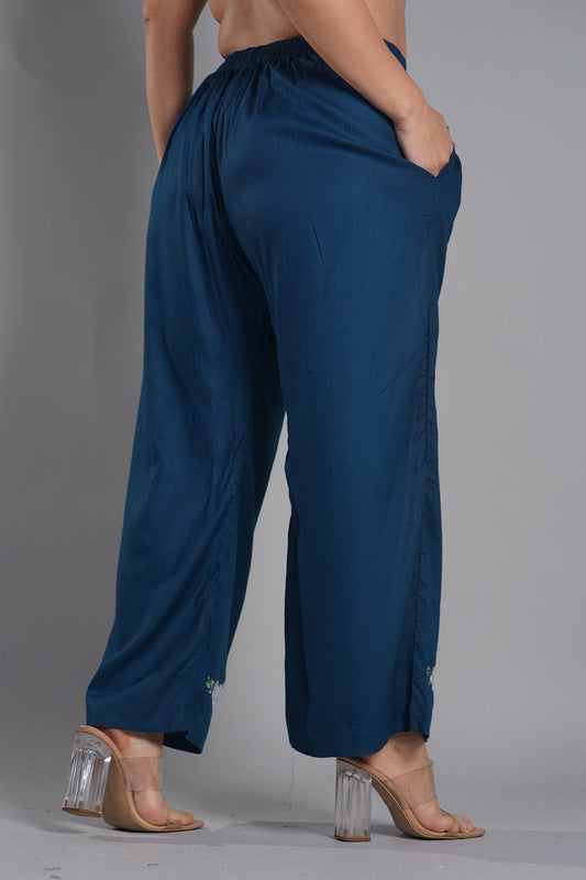 Teal PrintedPalazzoPants - BloomingBlues