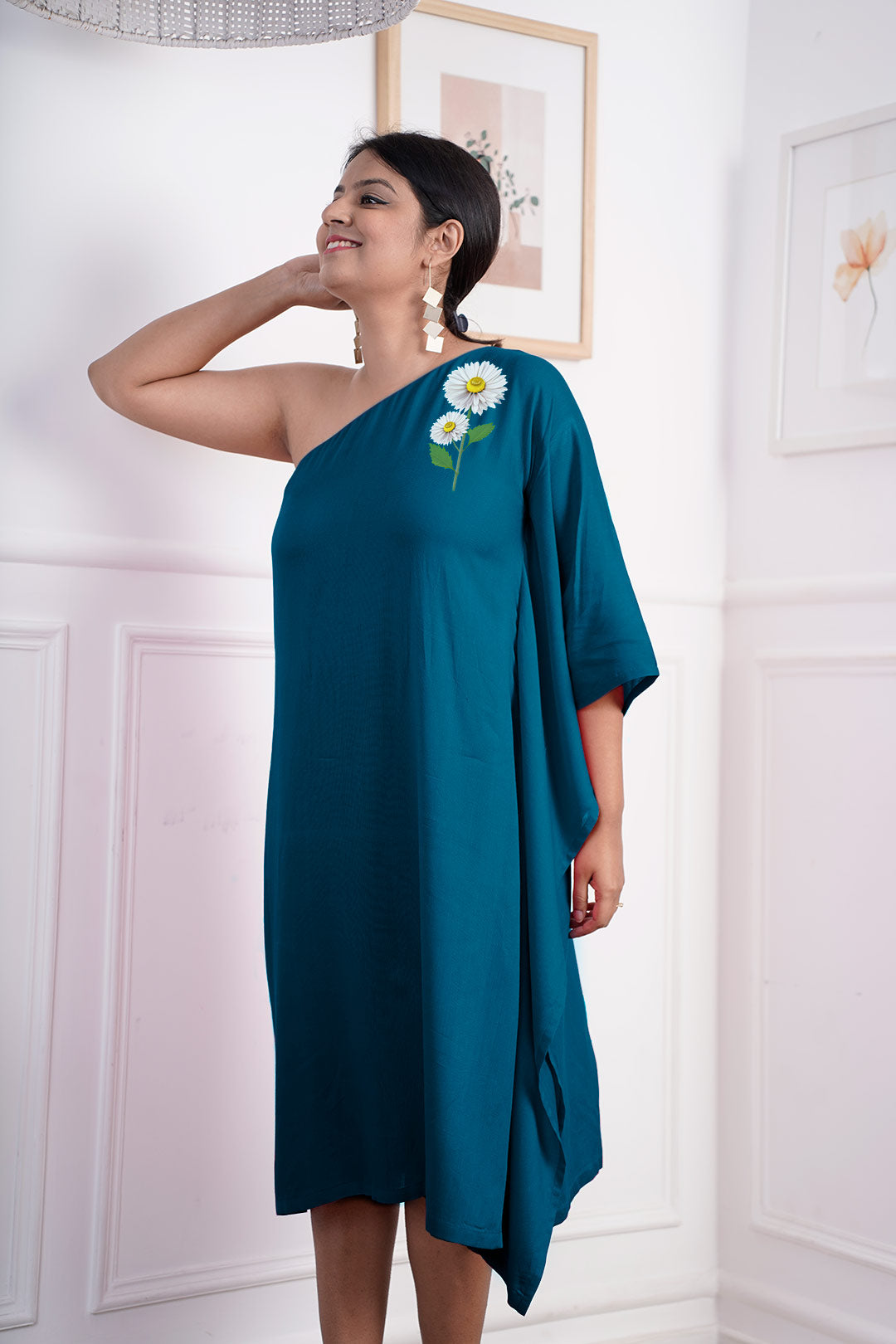 Teal Rayon OneShoulder Dress - DaisyDream