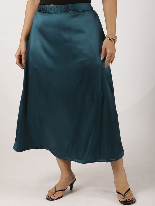 Teal Satin Skirt