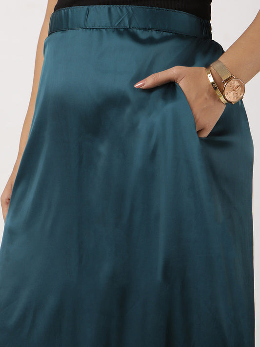 Teal Satin Skirt