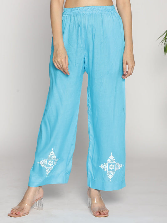 Turquoise PrintedPalazzoPants - TurquoiseTapestry