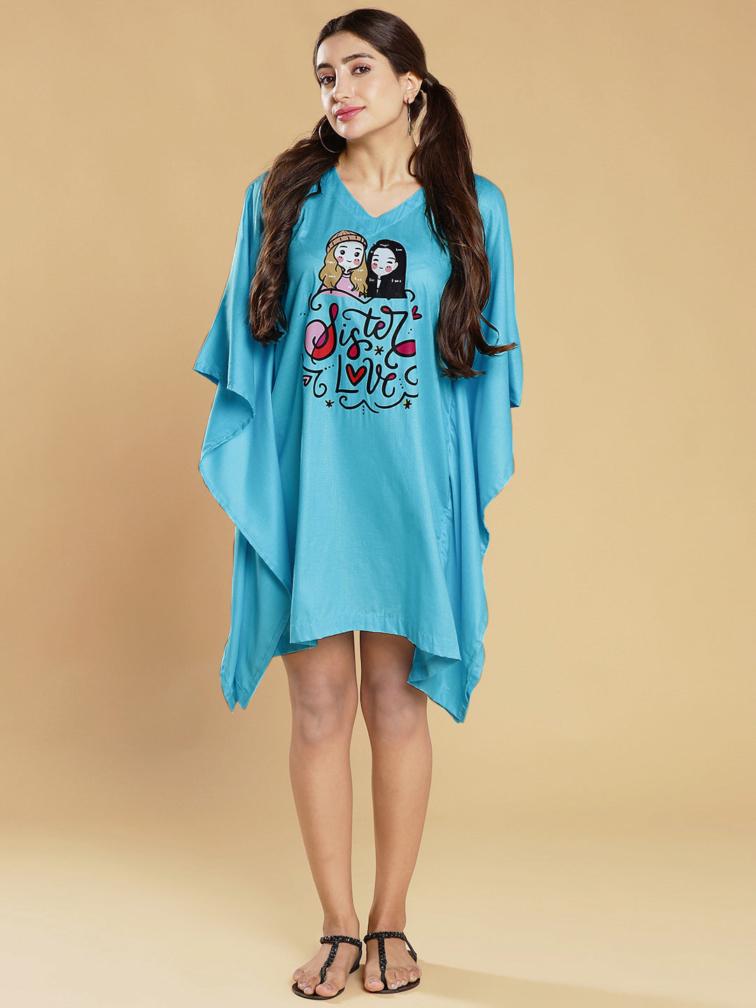 Turquoise Rayon Kaftan - I love my Sister