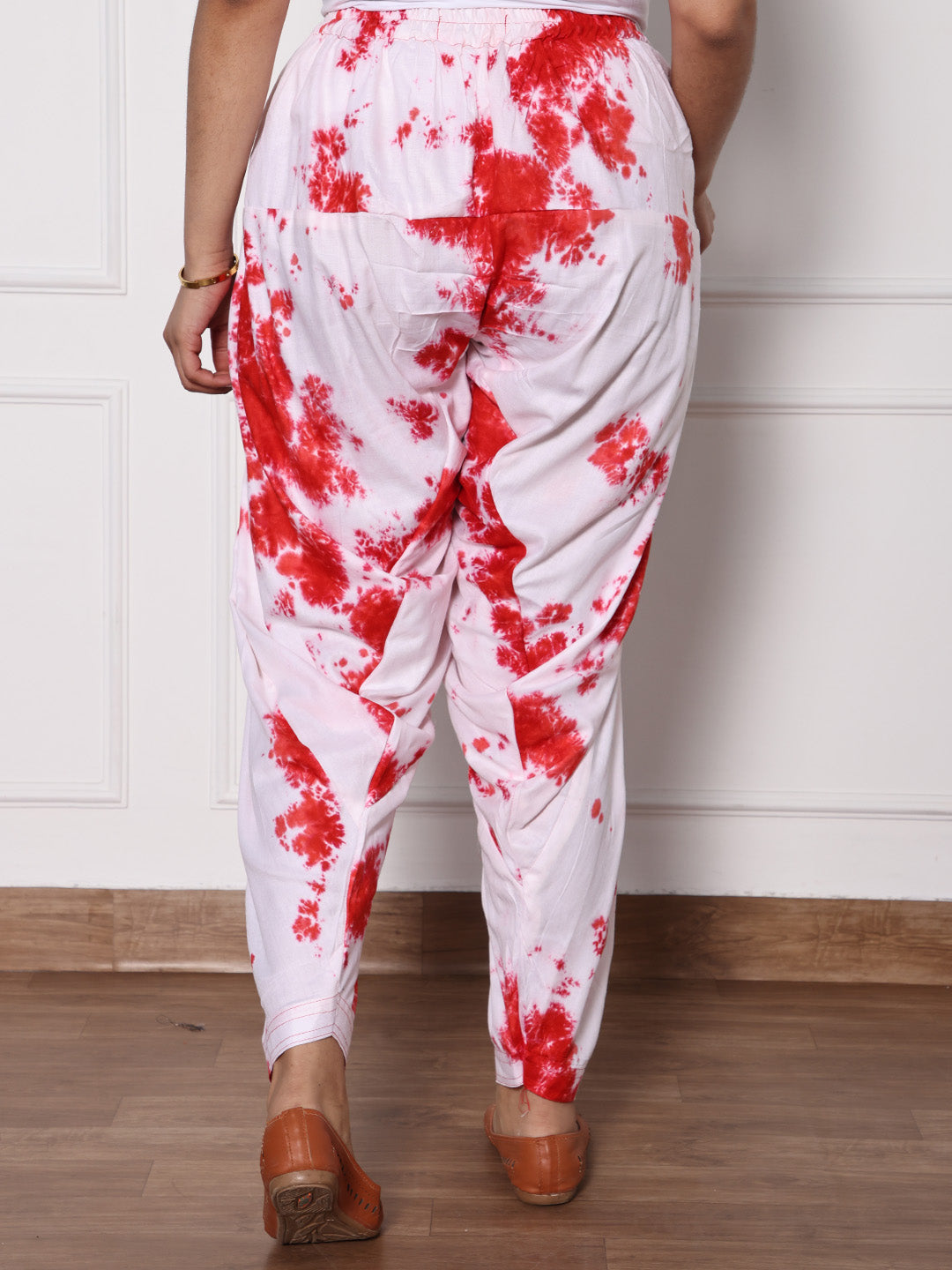 White&Red Rayon TieDyeSalwar