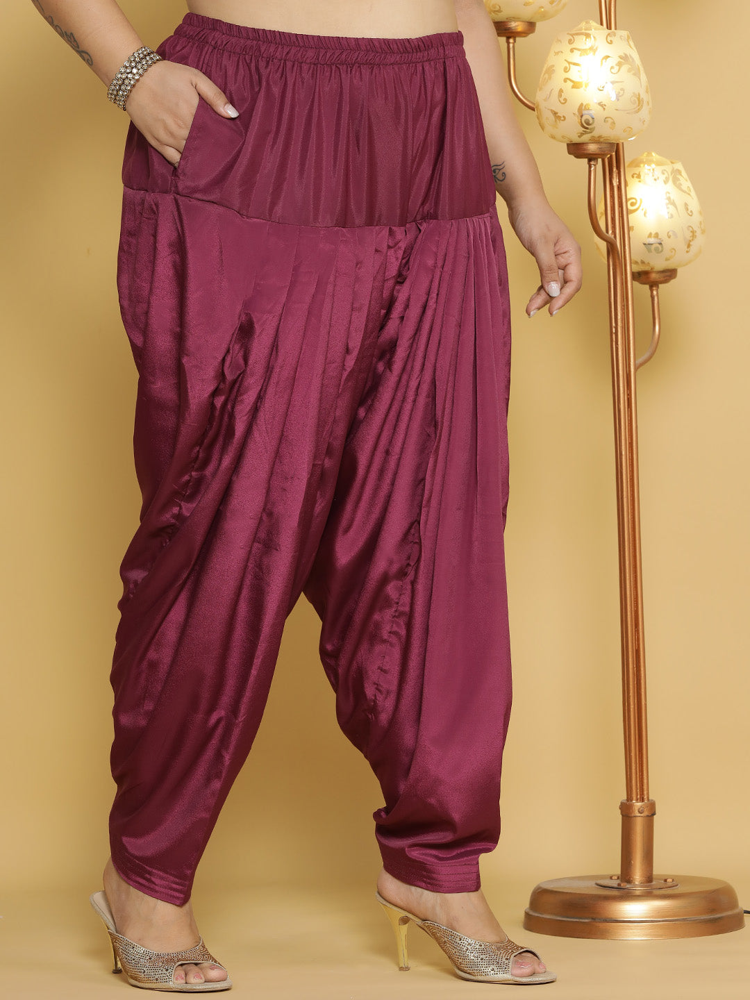 Wine Crepe Silk Salwar
