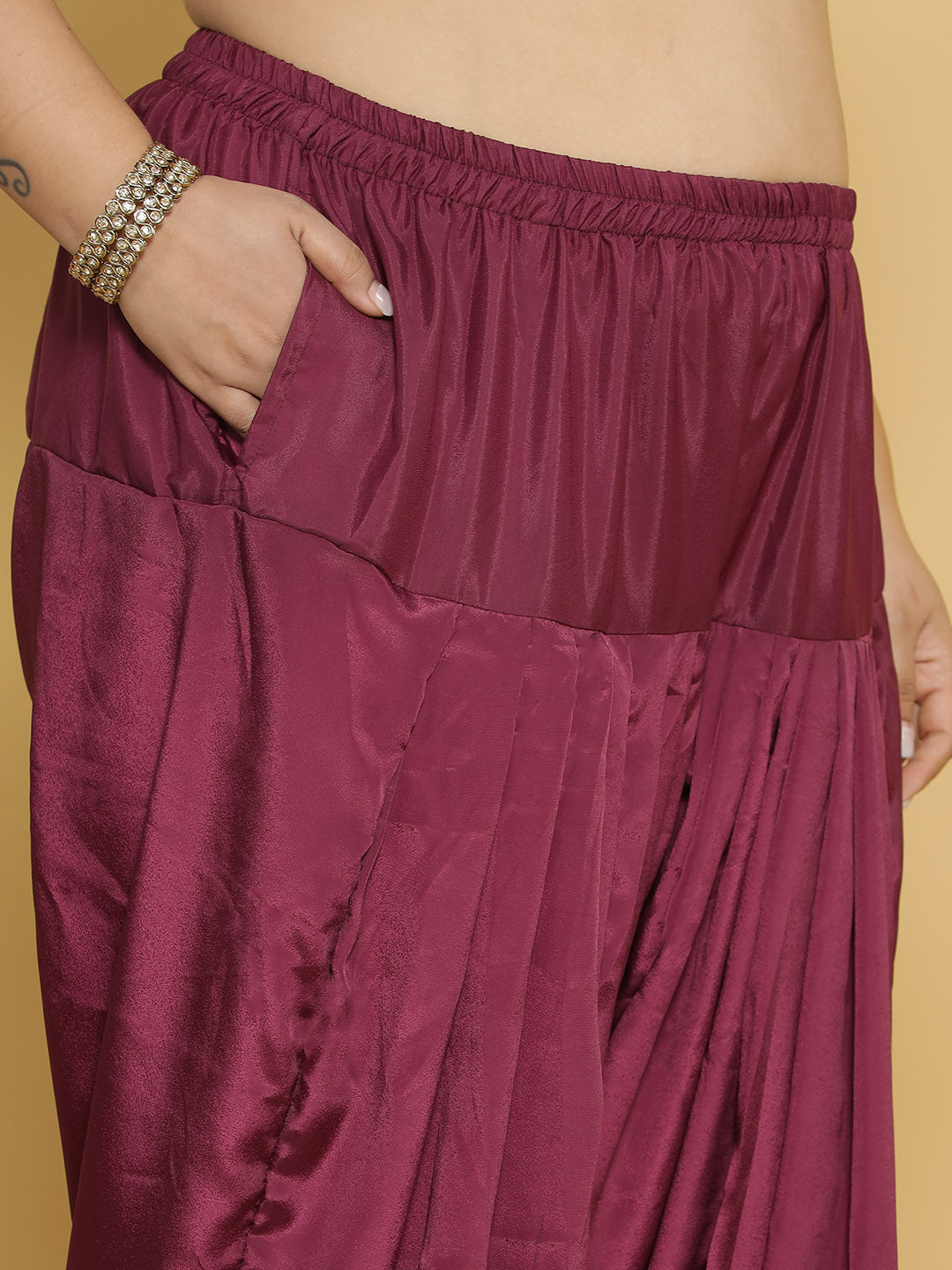 Wine Crepe Silk Salwar