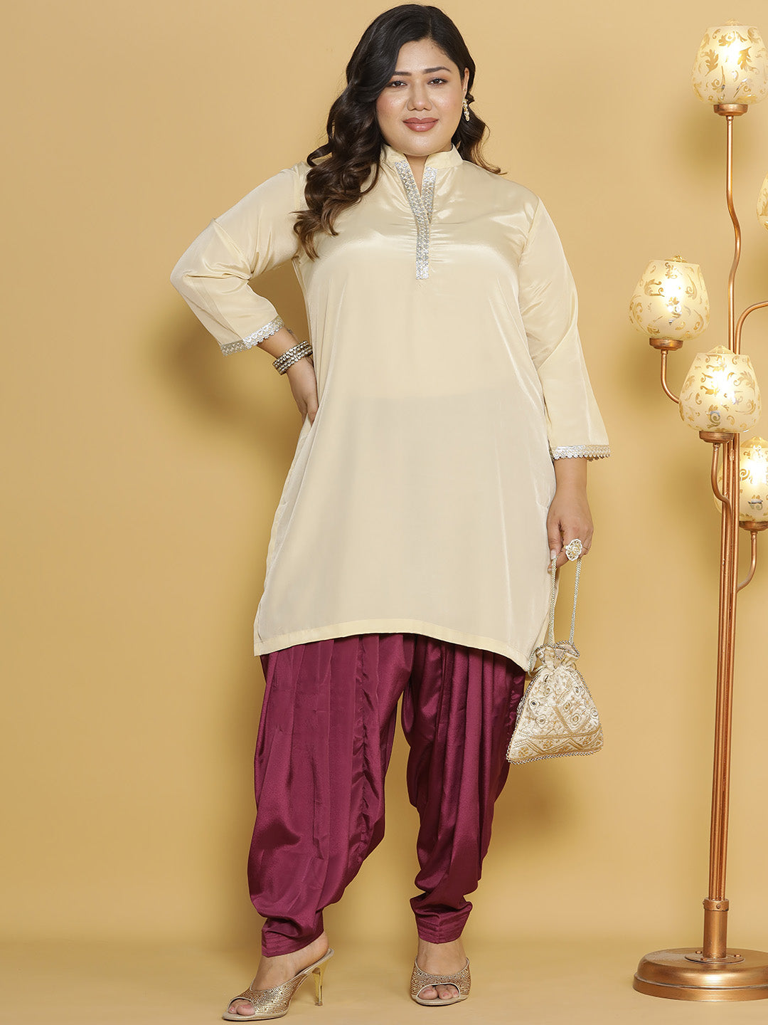 Wine Crepe Silk Salwar