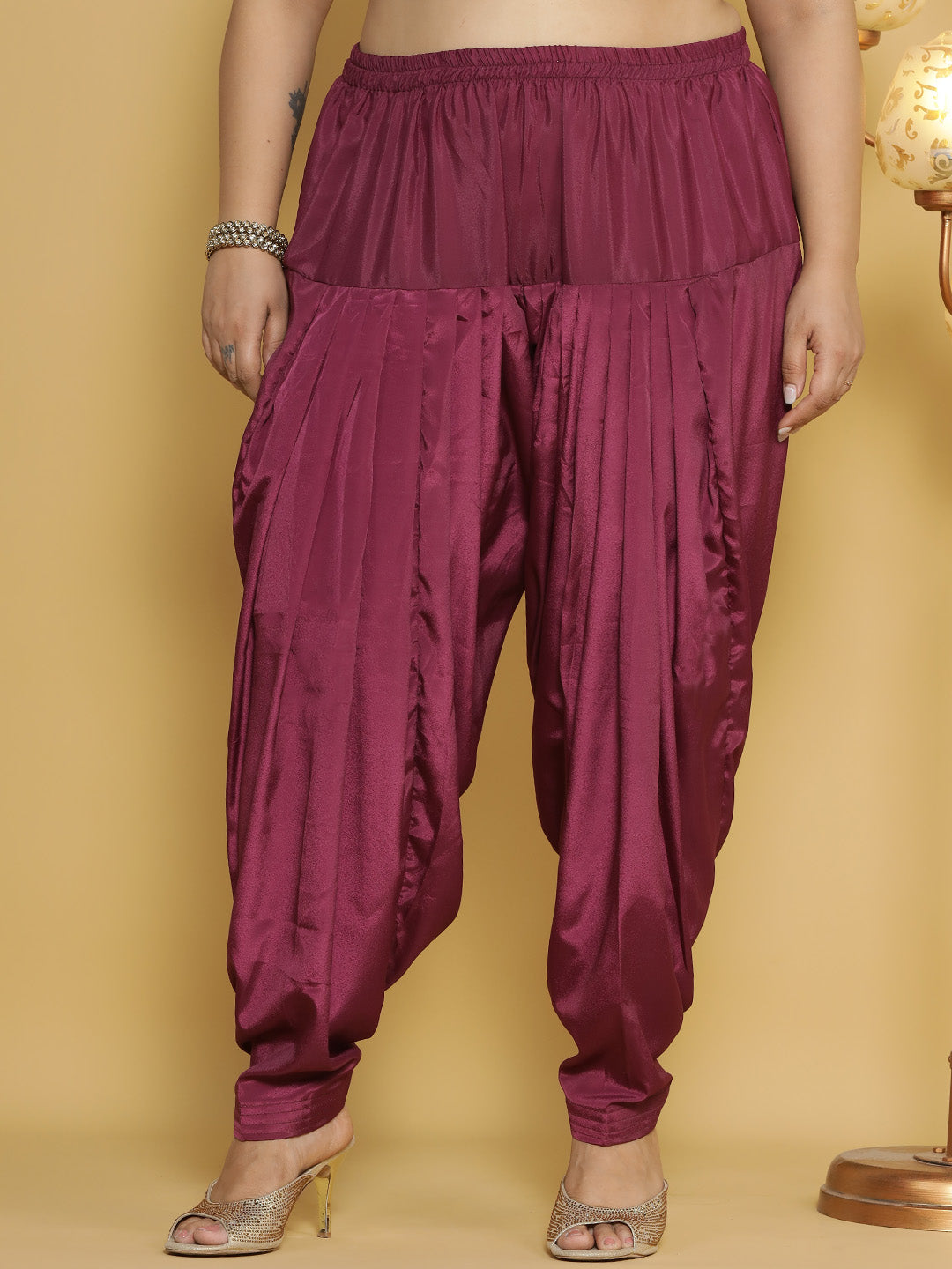 Wine Crepe Silk Salwar