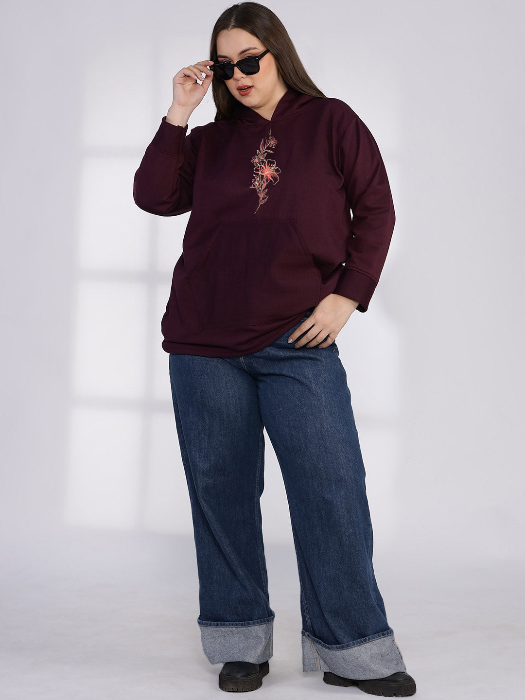 Wine Fleece Hoodie - PinkSunrise