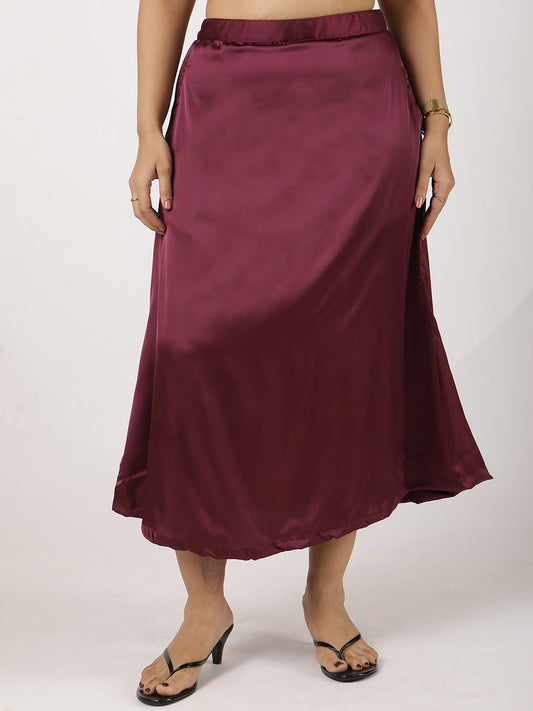 Wine Satin Skirt