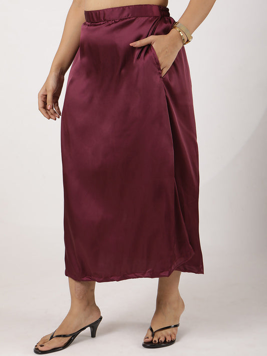Wine Satin Skirt