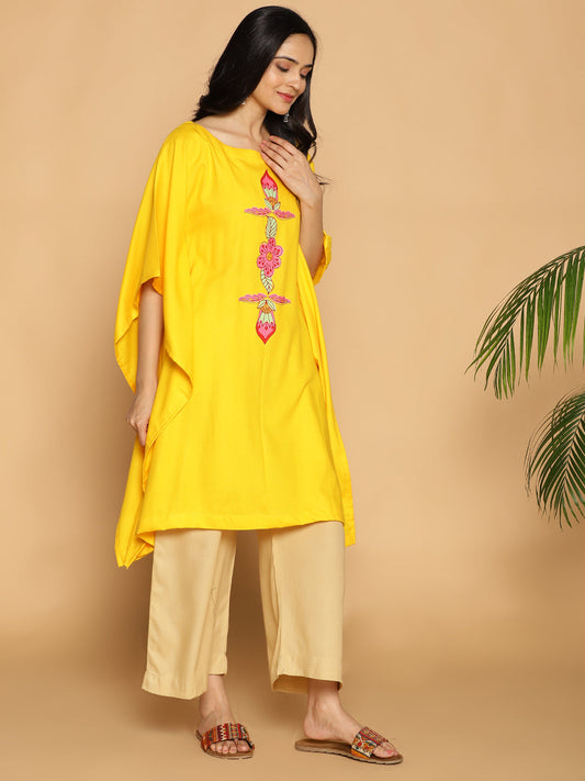Yellow Kaftan Kurta - Glass