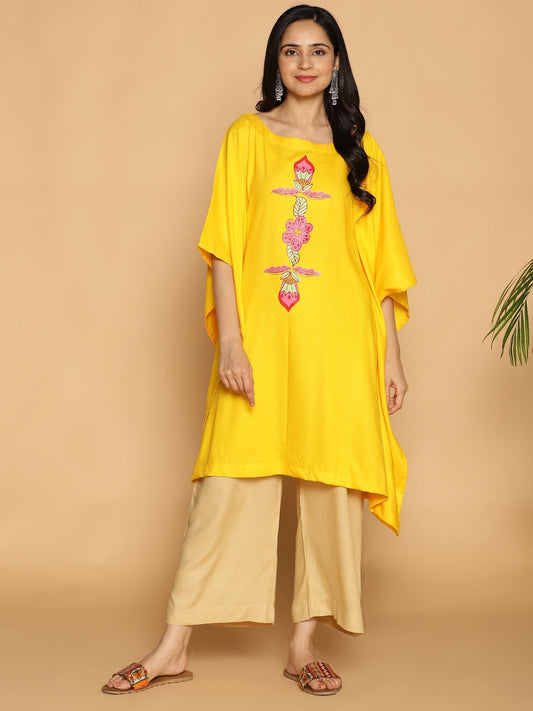 Yellow Kaftan Kurta - Glass