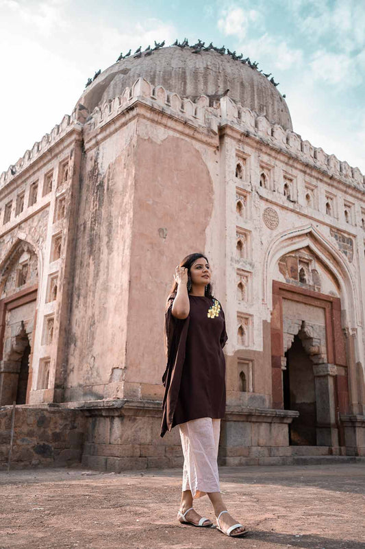Coffee Kaftan Kurta - Ray