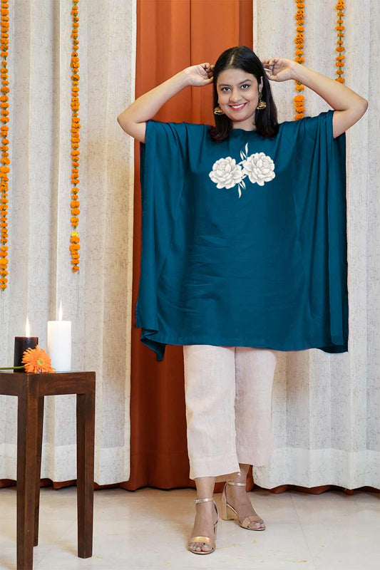 Teal Kaftan Kurta - Pure