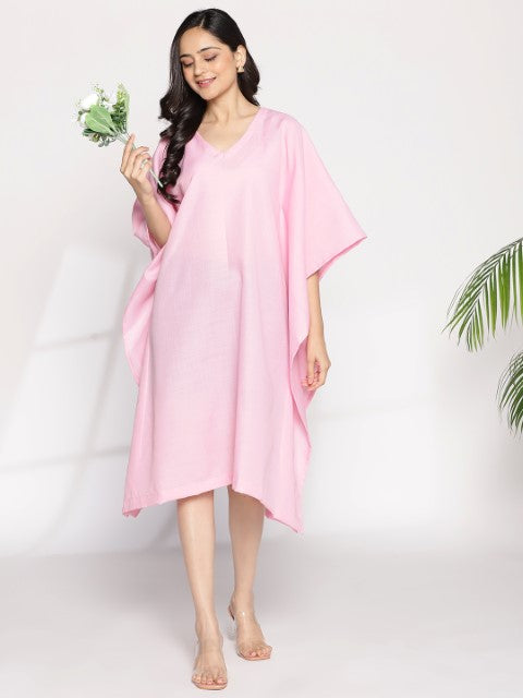 BabyPink CottonSlub LongKaftan