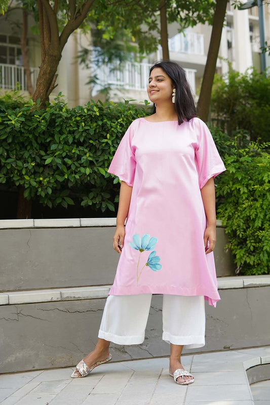 BabyPink LongKurta - Cornflower