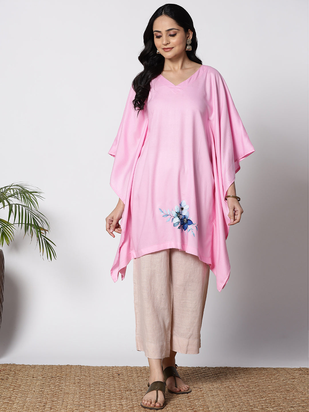 BabyPink Rayon Kaftan - Selective