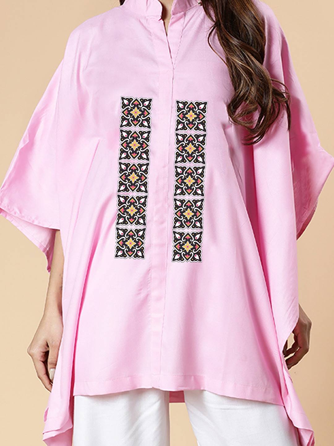 BabyPink Rayon MandarinKurti - Dreamscape