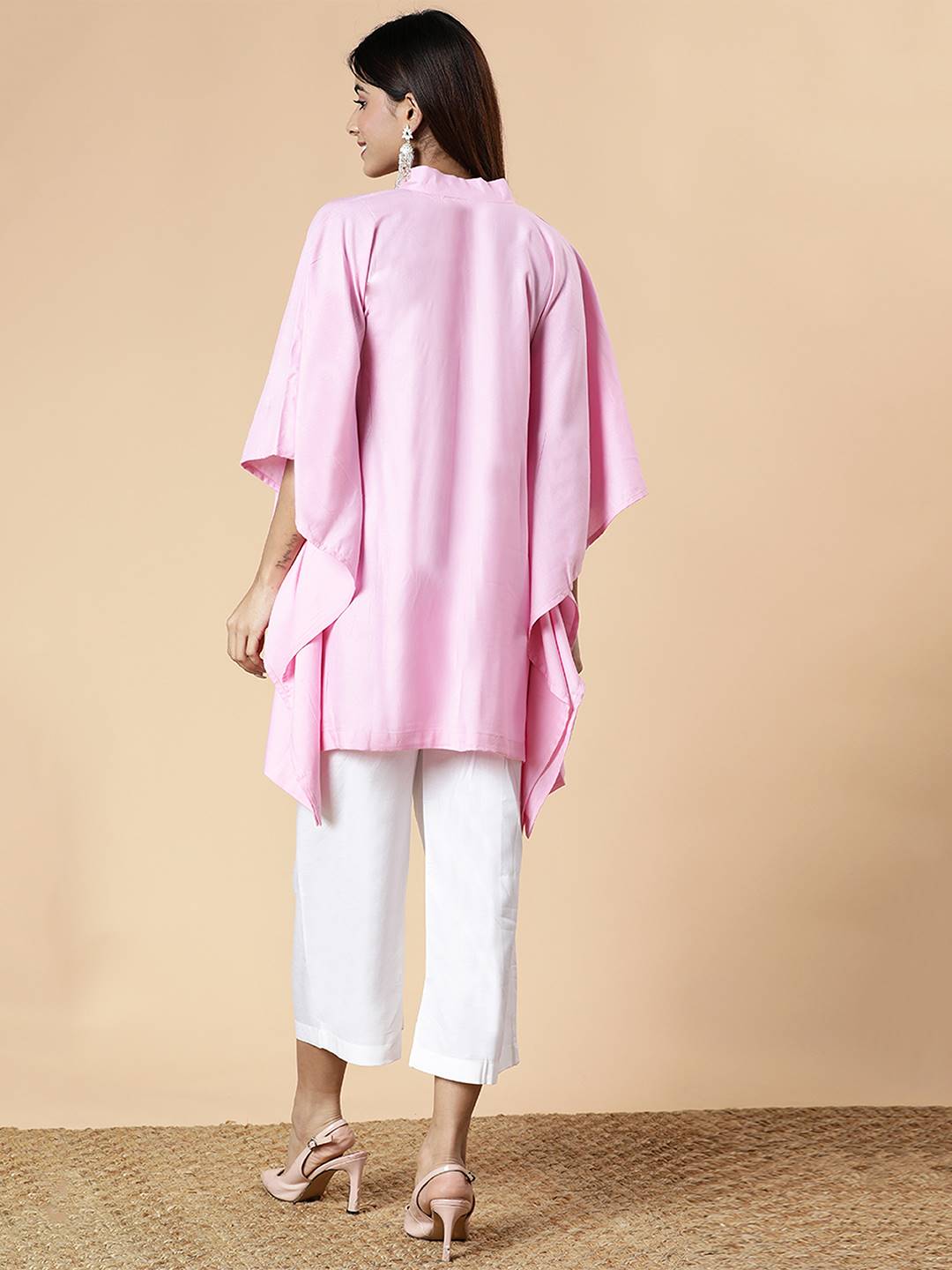 BabyPink Rayon MandarinKurti - Dreamscape