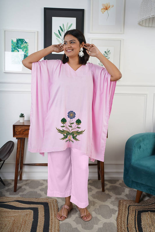 Babypink Rayon Kurti & Palazzo - Gulshen