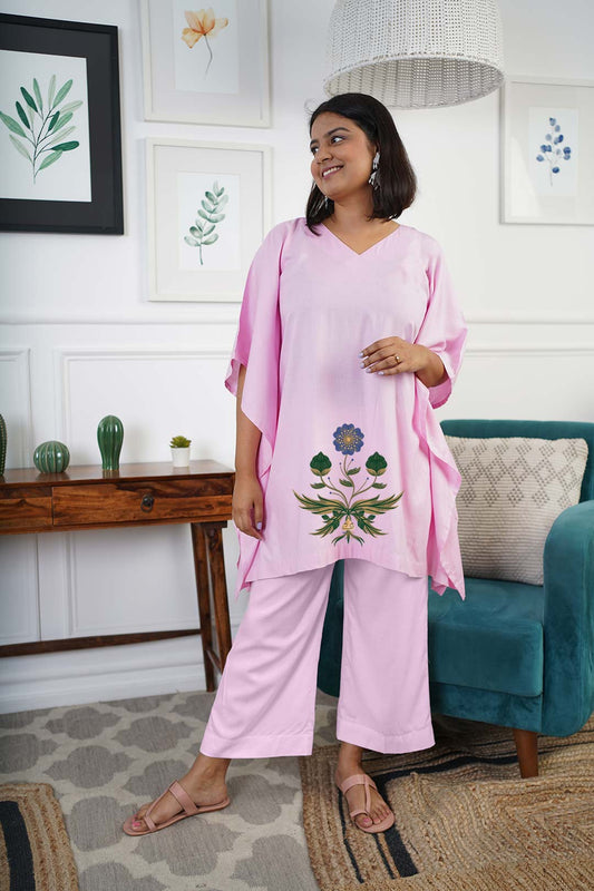 Babypink Rayon Kurti & Palazzo - Gulshen