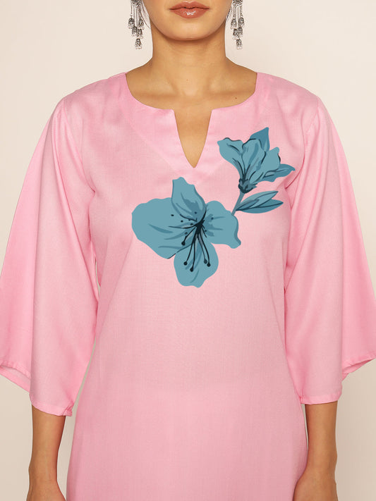 Babypink Rayon LongKurta - Adya