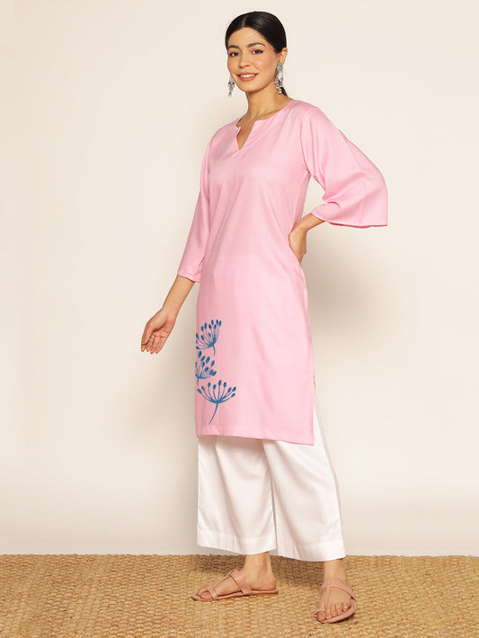 Babypink Rayon LongKurta - Sarmaya
