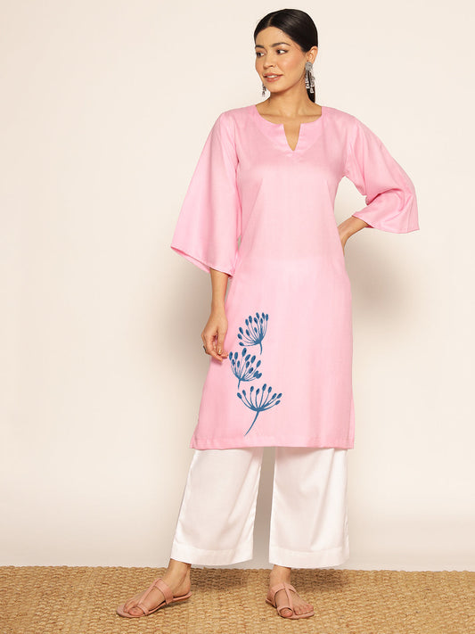 Babypink Rayon LongKurta - Sarmaya