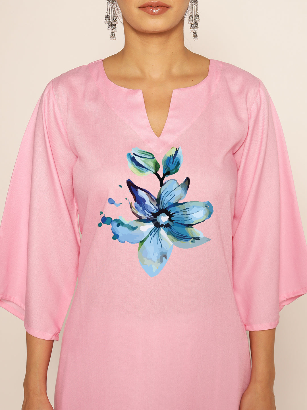 Babypink Rayon LongKurta - Shirin