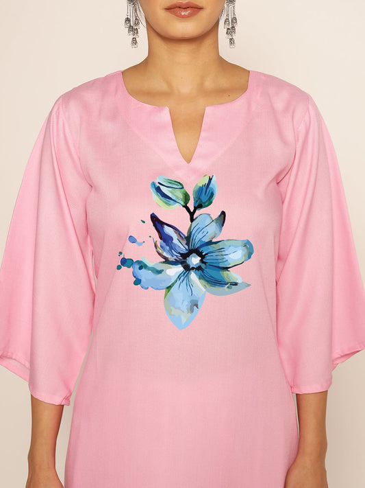 Babypink Rayon LongKurta - Shirin