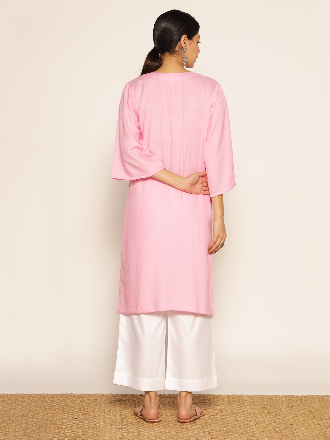 Babypink Rayon LongKurta - Shirin