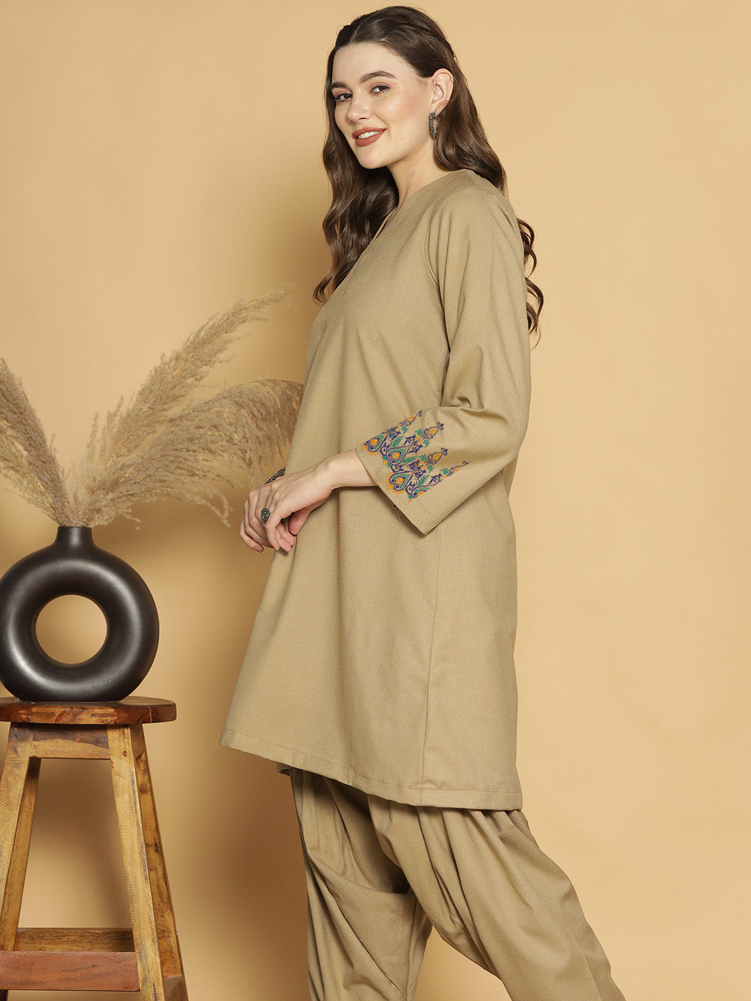 Beige Acrylic Kurti - Feroza