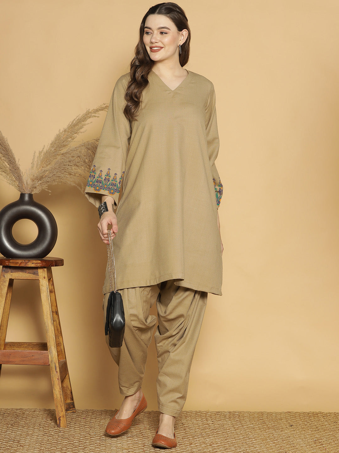 Beige Acrylic Kurti - Feroza