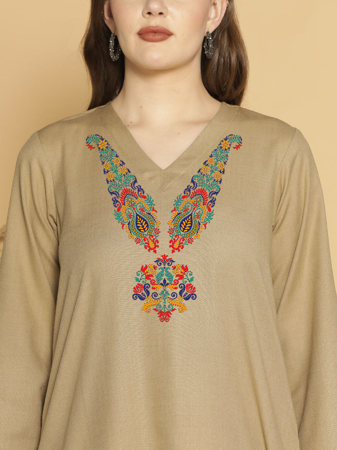 Beige Acrylic Kurti - Raza