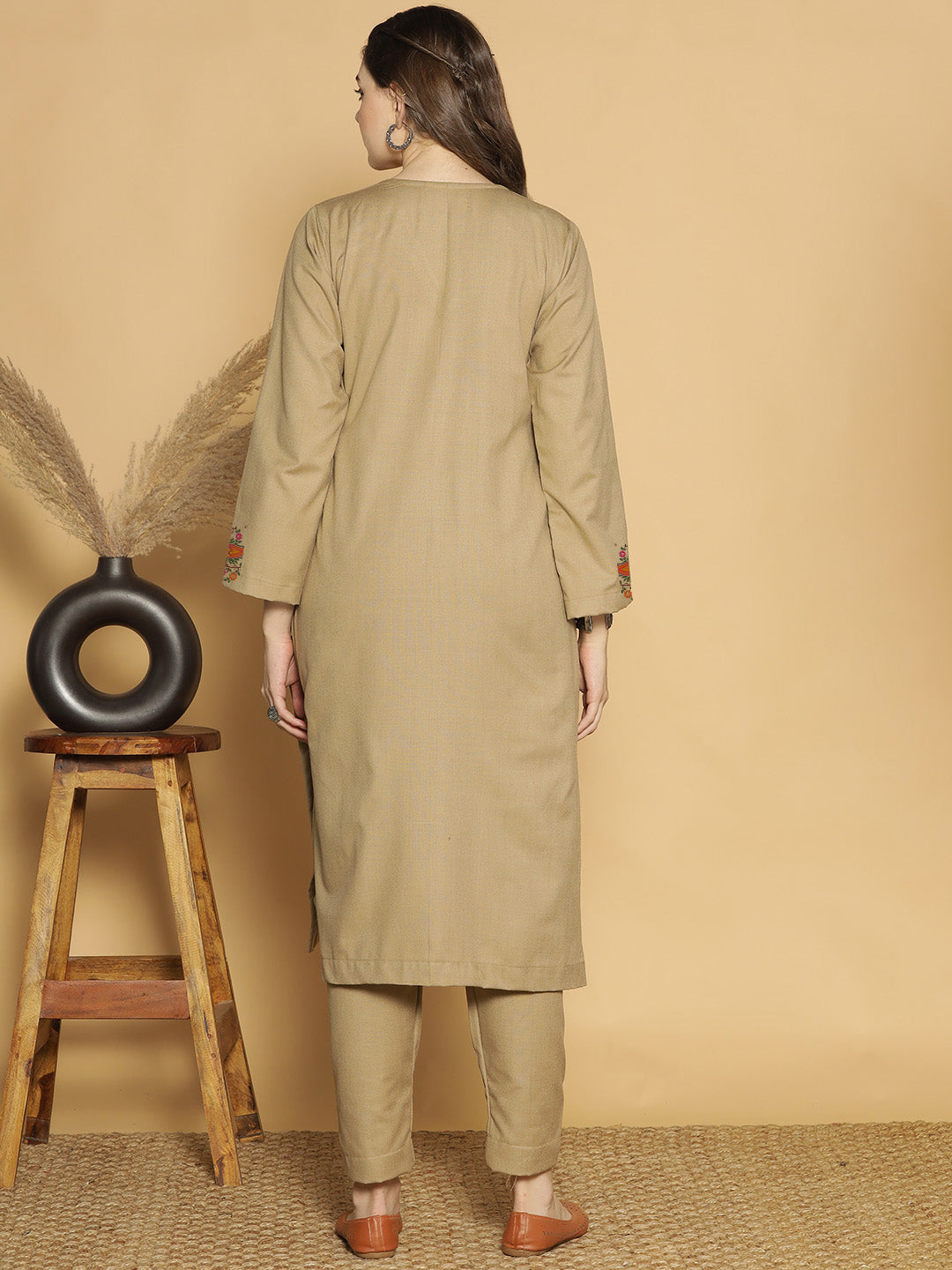 Beige Acrylic LongKurta - Gulzar