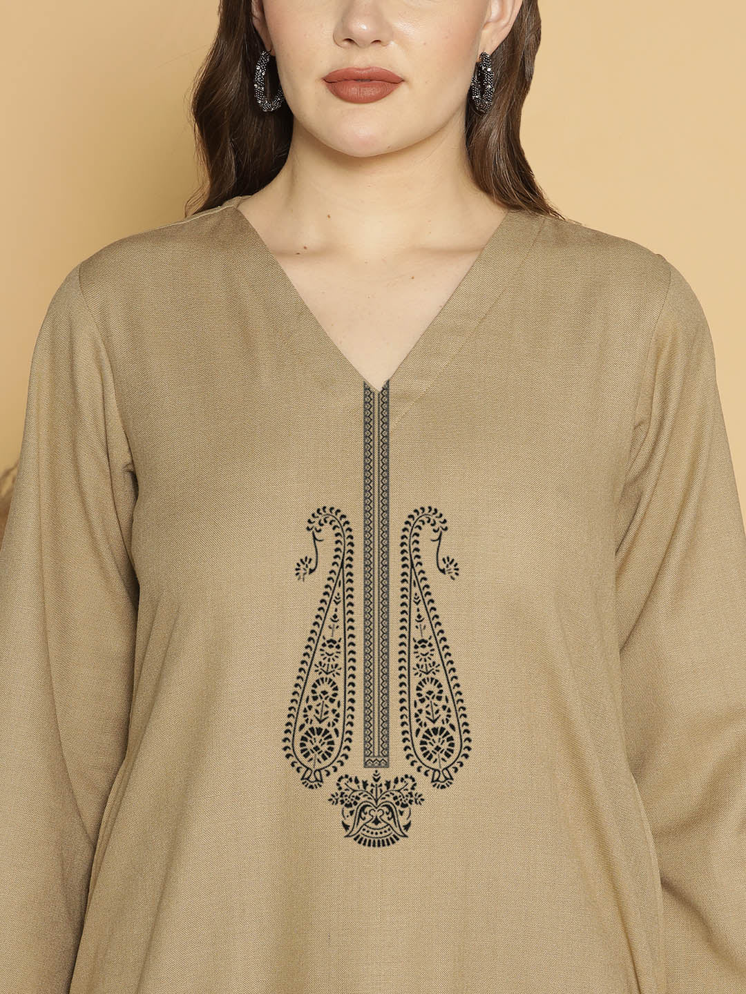 Beige Acrylic LongKurta - Naqsh