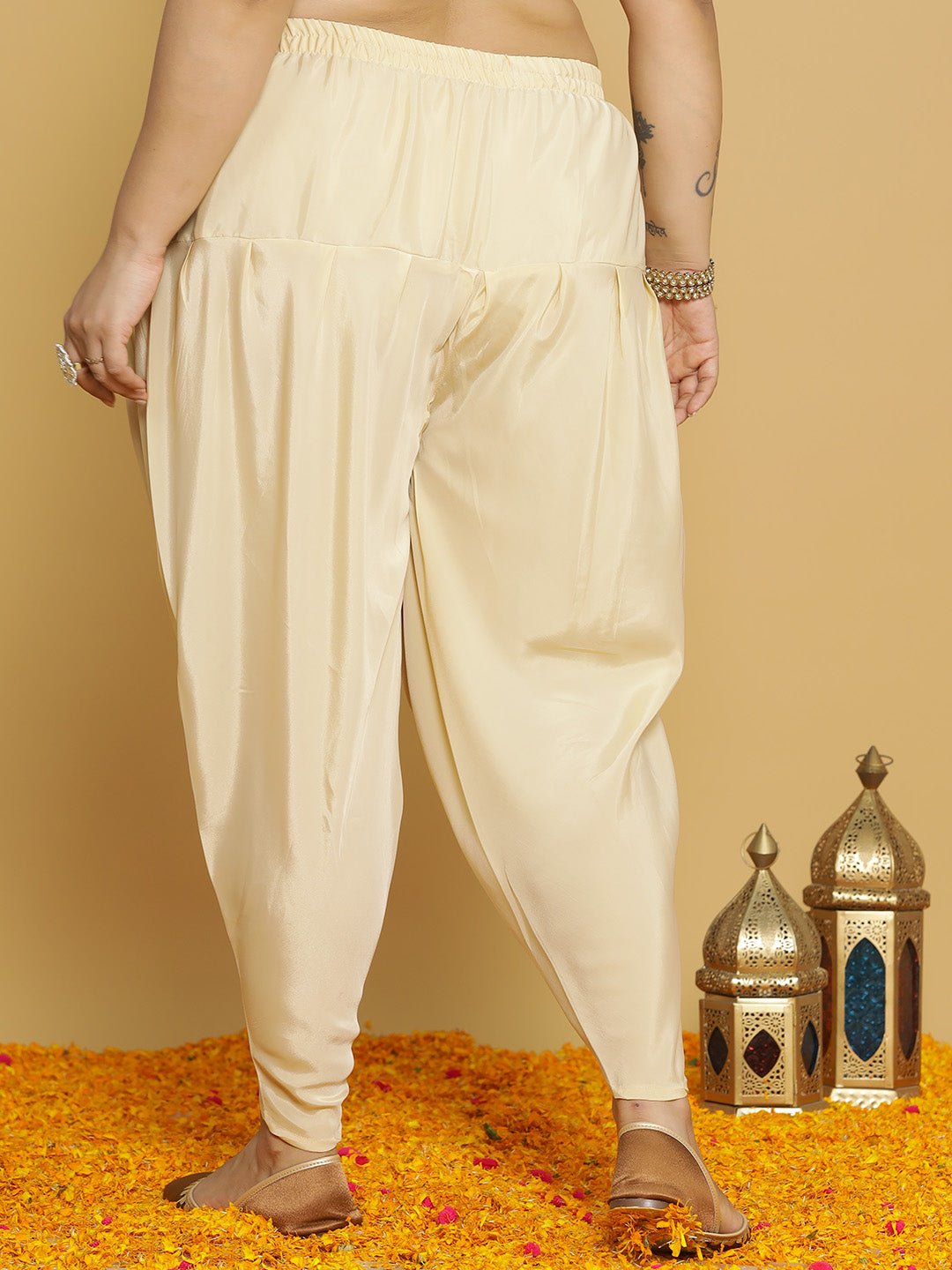 Beige Crepe Silk Tulip Salwar