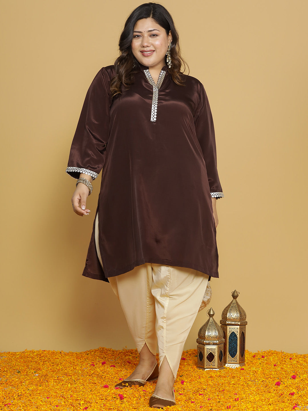 Beige Crepe Silk Tulip Salwar