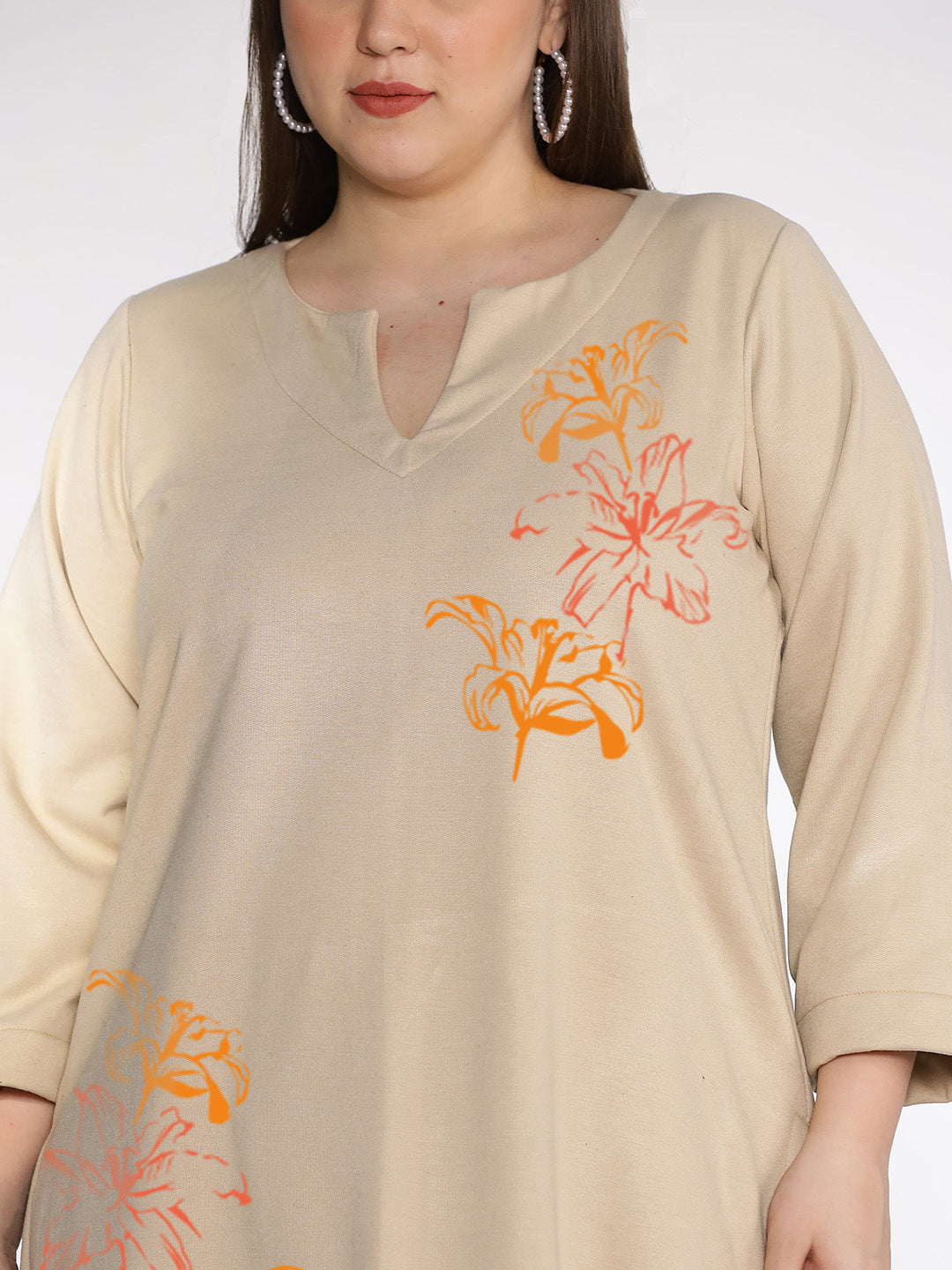 Beige Fleece LongKurta - FlamingoDream