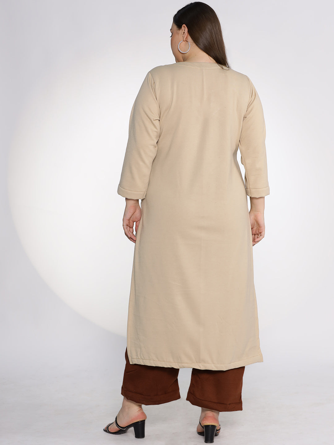 Beige Fleece LongKurta - FlamingoDream