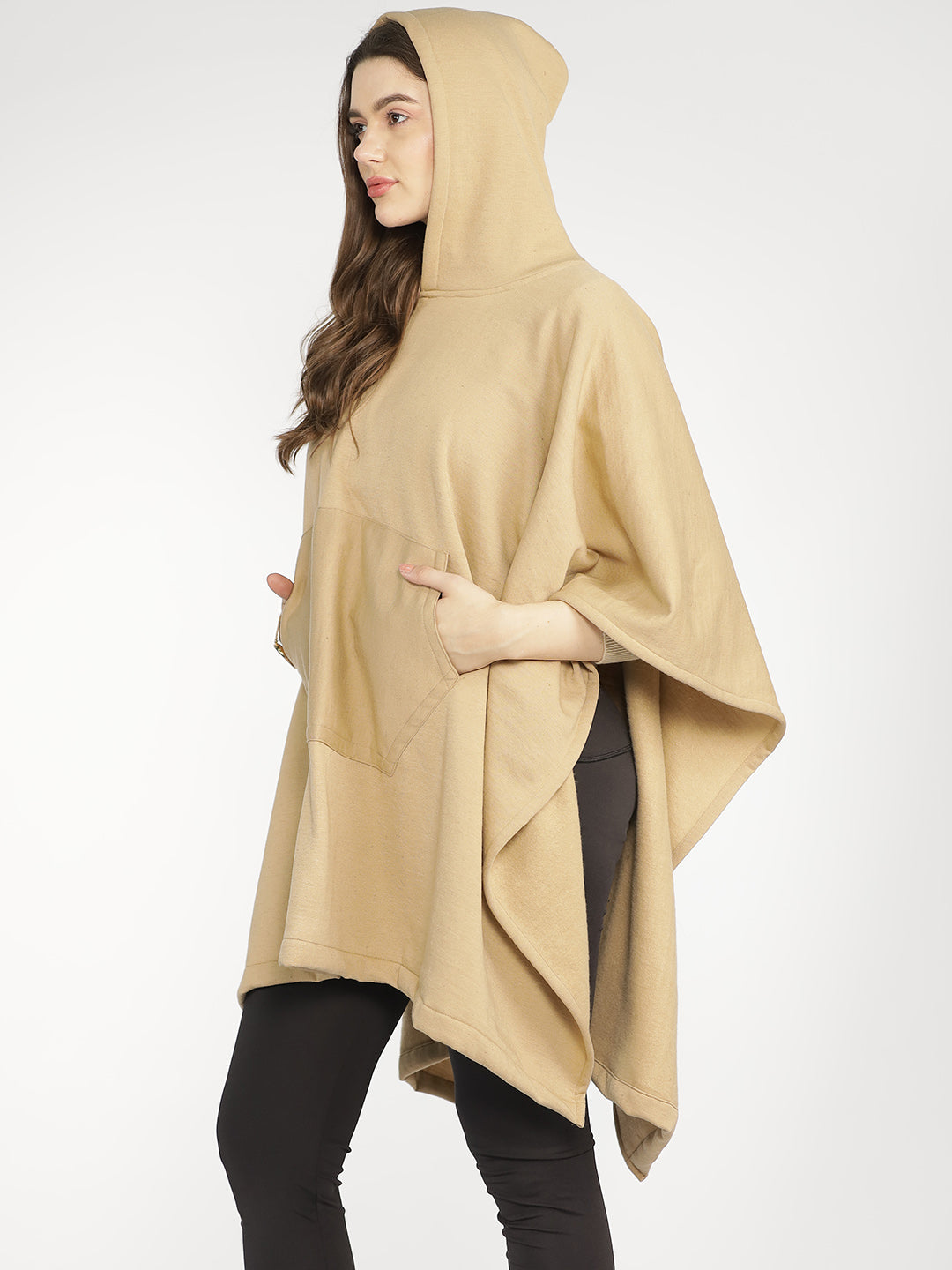 Beige Poncho Hoodie