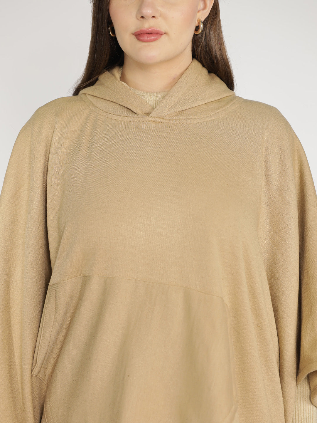 Beige Poncho Hoodie