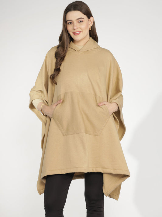 Beige Poncho Hoodie