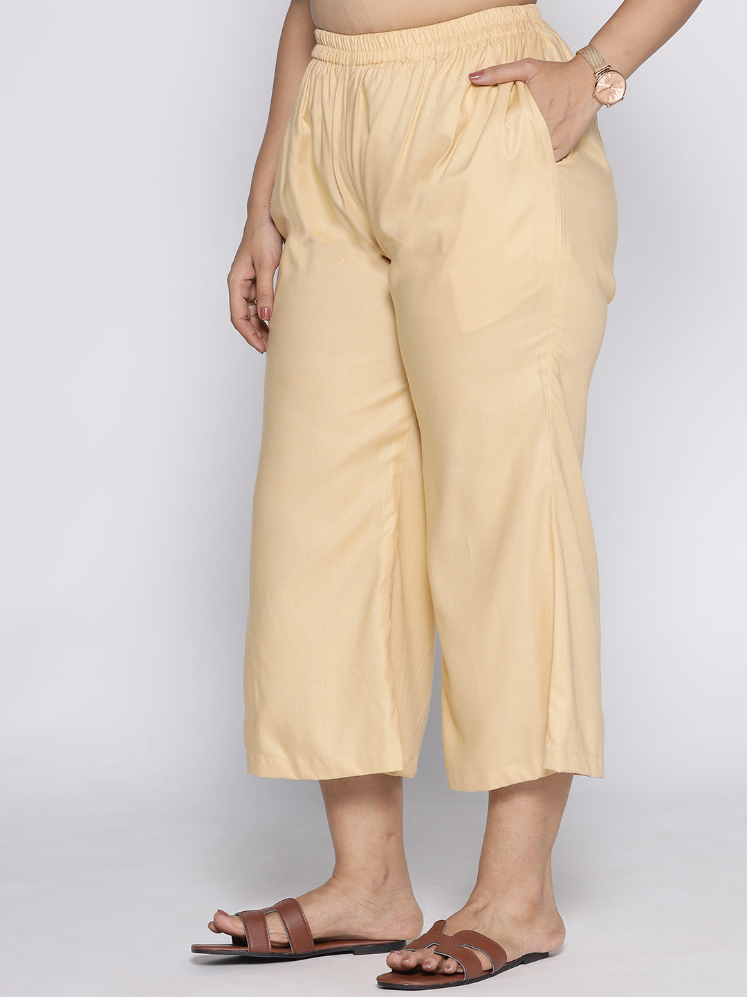 Beige Rayon Cullotes