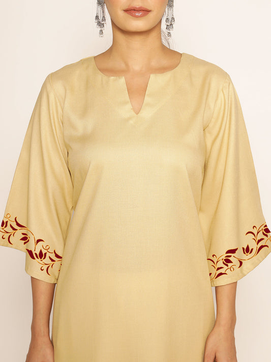 Beige Rayon LongKurta - Jazib